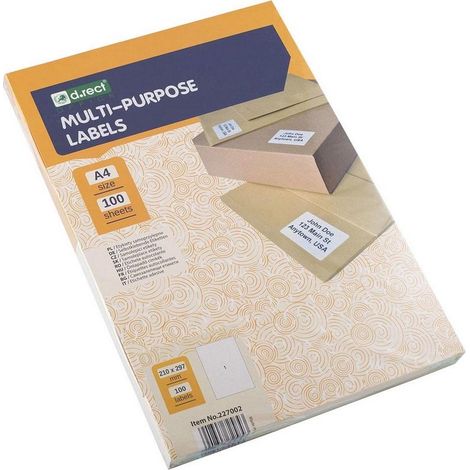 Selbstklebendes Etikett, rechteckig, A4, 1 Stück, 210 x 297 mm, 100 Blatt