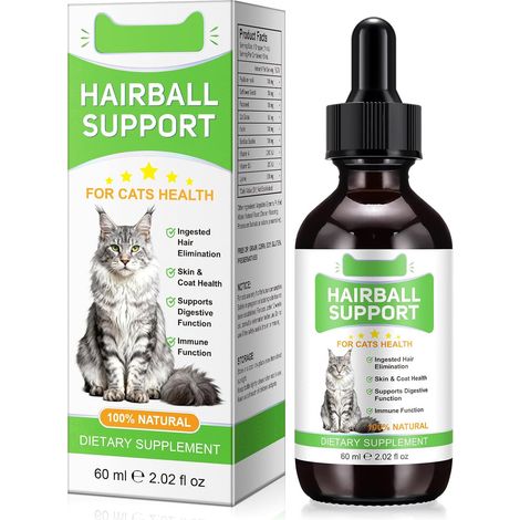 Cat Hairball Drops 60 ml Cat Hair Care with Psyllium Shells Fiber, Enzymes and Vitamins Promotes Normal Digestion and Natural Exit of Cat Balls (1/5)