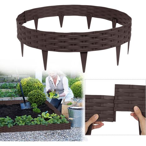 AUFUN 10m Rotin Bordure de pelouse avec 10 éléments à 100 cm