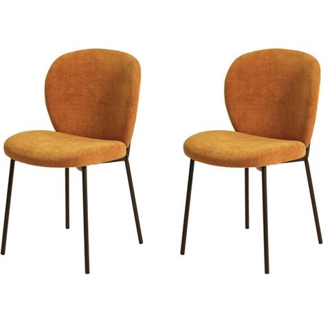 Lot de 2 chaises en tissu orange et noir - ELBA (1/5)
