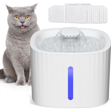 [JAMAIS UTILISÉ] Fontaine à eau spéciale pour chats et chiens 3 L, abreuvoir silencieux pour chats avec affichage du niveau d'eau à LED et 6 filtres à charbon actif (1/4)