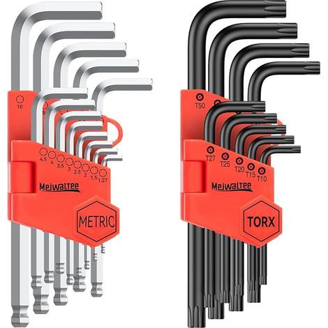 Allen Wrench Set, 22 Pieces Metric Allen Key & Torx Keys Set of Hexagonal Keys HX 1.27 mm -10 mm & TX T10 -T50 Portable for Bike Repair Car, Motorcycle, Automobile (1/5)