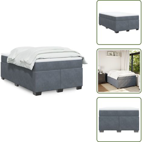 Sommier à lattes de lit et matelas gris foncé 120x190cm velours - Lit Double - Lit Avec Sommier - Matelas À Ressorts Ensachés - Lit Velours - Literie (1/5)
