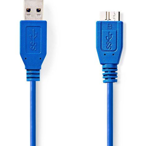 Cable usb usb 32 generacion 1 usb a macho usb micro b macho 5 gbps niquelado 500 metros redondo pvc azul bolsa de plastico