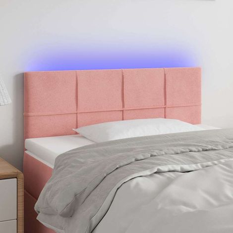 Tête de lit LED rose en velours, hauteur réglable, 90 x 5 x 78/88 cm - PANGIVO (1/5)