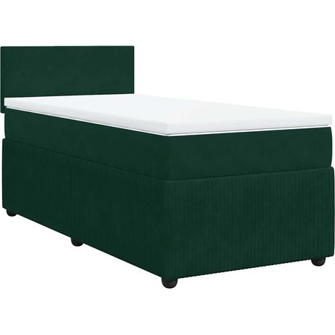 Maison Exclusive - Cama box spring con colchón terciopelo verde o