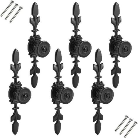 Poignées de porte noires style rétro - poignées de meubles classiques - poignées pour meubles (avec vis) (1/5)