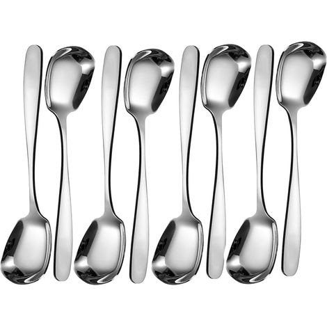 Cuillère À Soupe Carrée - Acier Inoxydable Épais 18/10 - Pour Soupe Ou Sucreries - 18,5 cm - Lot De 8