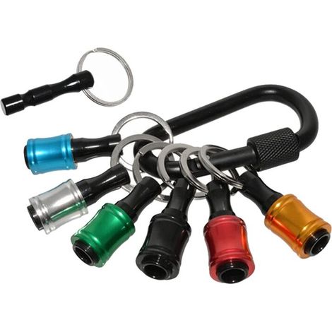 Porte-embout hexagonal 1/4 pouce, rallonge, anneau porte-clés, adaptateur pour tournevis avec support mâle (1/5)