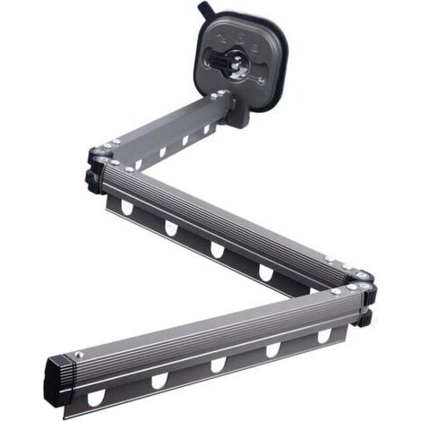 Tendedero de ropa retráctil de pared con ganchos, giratorio 360°, plegable en tres partes para balcón, lavadero o baño (negro).