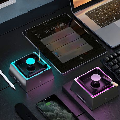 Purificateur d'air 2 en 1, cendrier sans fumée, utilisation en voiture, élimine les odeurs de fumée, purificateur d'ions négatifs, rechargeable par USB, idéal pour la maison, le bureau ou la voiture ( (1/5)