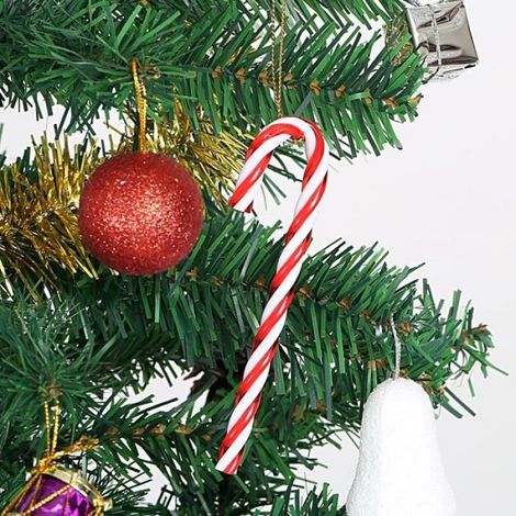 12 pcs Canne de Bonbons Plastique de Noël Rouge et Blanc Candy Cane à Suspendre Mural Arbre de Fête Décorations [5] (1/4)