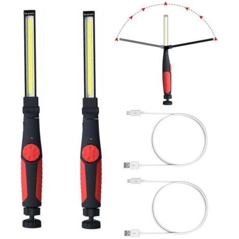 Set of 2 rechargeable LED work lights – Battery powered – Magnetic mount – 360° and 180° rotation – For automotive and workshop use (1/5)