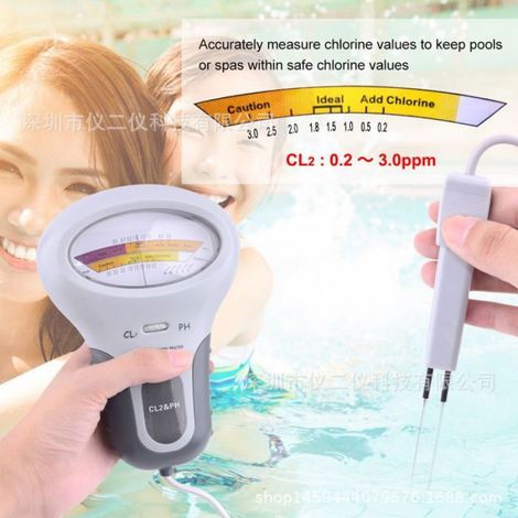 Testeur pH et Chlore - Sonde Électronique pour Eau de Piscine - Précision 0,1 pH / 0,1 ppm - Câble 13 cm - Usage Intérieur et Exté (1/5)
