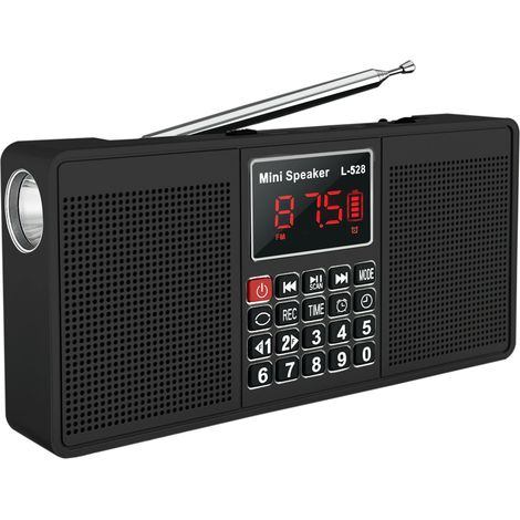 (Noir) Radio stéréo multifonctionnelle avec Bluetooth, appels mains libres et autres fonctionnalités. (1/5)