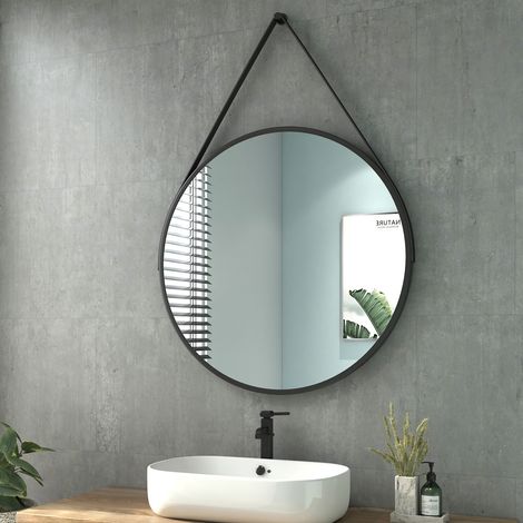 Heilmetz Badspiegel Rund Badezimmerspiegel Wandspiegel mit Verstellbarem Riemen Wasserdicht IP44 80cm Durchmesser (1/5)