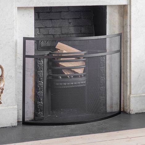 Garden Trading Bretforton Fire Place Screen Guard Large Black Steel Fireside