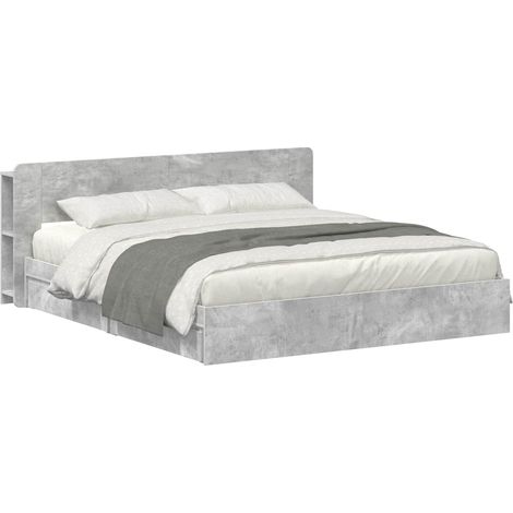 Bed Frame with Storage with Drawer Concrete Grey 200 x 200 cm vidaXL (1/5)