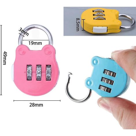 5 Pcs Cadenas Valise Avion, Cadenas Code De 3 Chiffres, Cadenas De Scurit  Combinaison  3 Chiffres Rinitialisables Pour Lockers Gym, Cole, Clture (1/3)