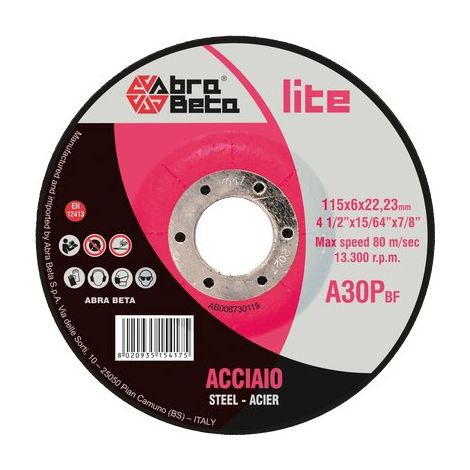 DISCO ABRASIVO TAGLIO FERRO ABRABETA - MM 115X22,2 H.MM 6,0- 25 pezzi