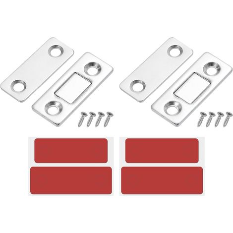 Juego de 2 cierres magnéticos para armarios, cajones y puertas correderas de cocina, color plata. (1/5)