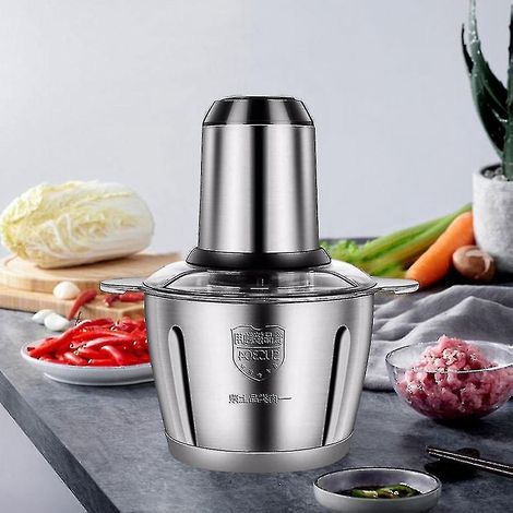 2-Liter-Fleischwolf aus Edelstahl, elektrische Küchenmaschine, Mixer und Pürierstab für Obst und Gemüse. (1/3)