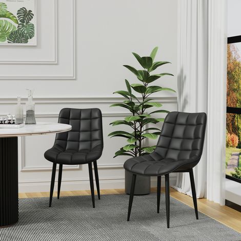 Nova Modern Faux Leather Dining Chair Padded Seat Metal Legs Kitchen 6 PCS BLACK