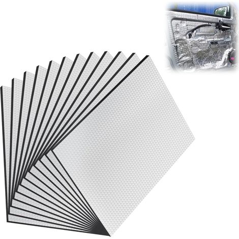 12 Pièces Tapis D'Isolation Acoustique Tapis de Voiture Isolant Autocollant 250 x 180 x 5 mm Tapis Insonorisant pour Voiture Tapis D'isolation Phonique pour Isolation Phonique Étanche (1/5)