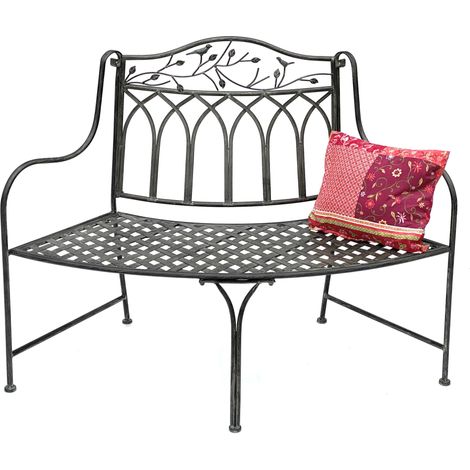 DanDiBo Gartenbank Wetterfest Halbrund aus Metall Braun 96002 125 cm Bank Metallbank Sitzbank Garten (1/5)