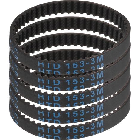 5pcs HTD-3M Rubber Timing Belt, 51 Teeth, 153mm Pitch Length x 6mm Width x 2.4mm Height, Closed Loop Pulley Belt (1/5)