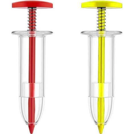 2 mini sembradoras de jardín, sembradoras pequeñas, dispensadores de semillas manuales, herramientas de jardinería (1/5)