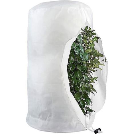 BelleRise - Sacs de protection gel pour plantes réutilisables avec cordon de serrage, sacs polaire jardin blanc, L-120x180cm (1/5)