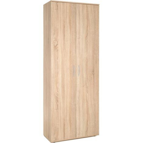 armadio multifunzione 2 ante battenti effetto quercia 70x187x34 cm (1/8)