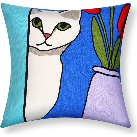 Housse de coussin - AVIZAR - Lot de 2 - 45x45cm - Multicolore - Brodées Art Solaris