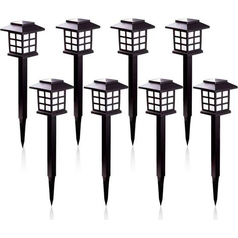 VURAHOME - Lampes Solaires de Jardin - Éclairage Solaire Lumière Blanche Chaude et Solaire Étanche IP55 Pour extérieur Villa pelouse Jardin, Paysage, Allée, Cour, Patio (Lot de 8), (1/5)
