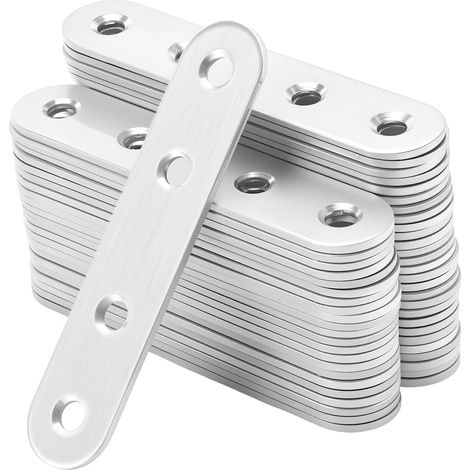 Lot de 50 supports plats pour plaques de jonction en bois et acier inoxydable, support droit en métal pour réparation de meubles en bois, fixation de traverses ferroviaires (1/5)