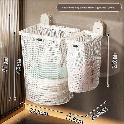 Panier à linge mural à ventouse, panier de rangement pliable pour salle de bain (1/5)