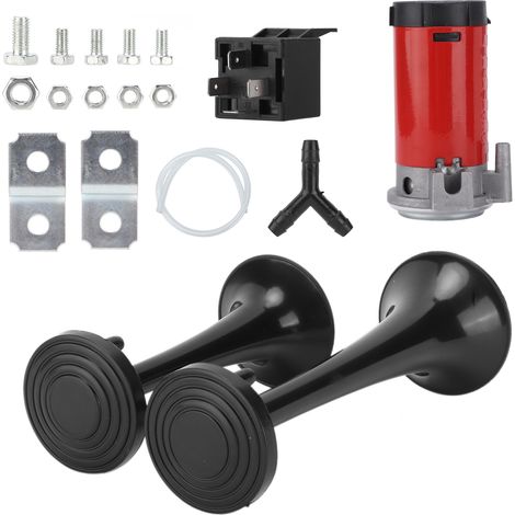 Trompette double 12V CC 130dB Noir pour camping-cars fourgons tracteurs motos UTV (1/5)