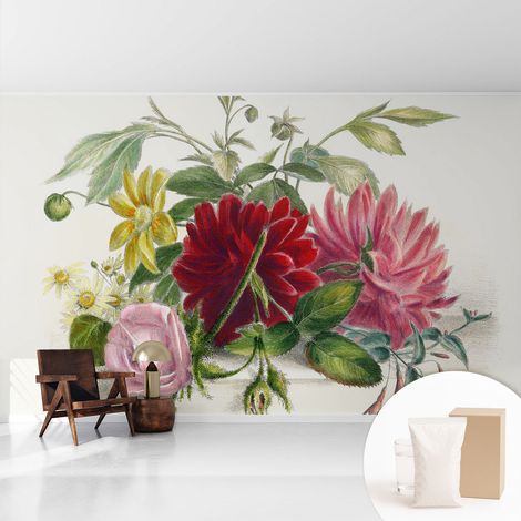 Fototapete Tapete Vliestapete mit Kleber - Wandtattoo - leicht anzubringen - Wandverkleidung Blumenstrauß 416x254 cm (1/5)