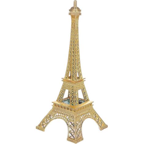 Maquette en métal de la Tour Eiffel, mini figurine de la Tour Eiffel avec lumière, ornement architectural.-25.00X10.00X10.00CM-Golden