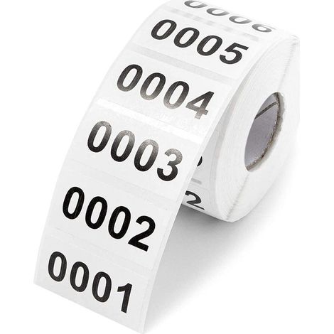 Autocollants Numerotes 0001 a 1000 - Papier Blanc Adhesif Fort - Etiquetage Inventaire Stockage - 40 x 20 mm - Lot de 1000 (1/5)