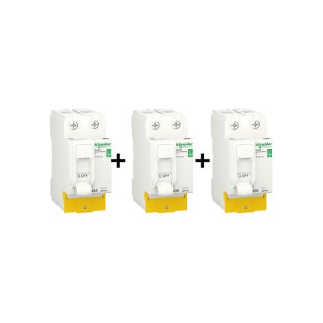 Schneider - RESI9 XP - LOT de 3 Inter. Diff.  - 2 ID 40A Type AC + 1 ID 40A Type A) - Ru00e9f. : R9PRC240x2+R9PRA240 (1/2)