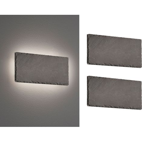 2er SET flache LED Innen Wandleuchten aus Naturschiefer, Breite 25cm (1/4)