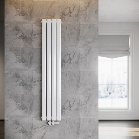 ELEGANT Heizkörper Flach Heizkörper Design Paneelheizkörper wohnzimmer Badheizkörper Vertikal Einlagig Heizkoerper mit Heizventil 1600 x 308 mm Weiß