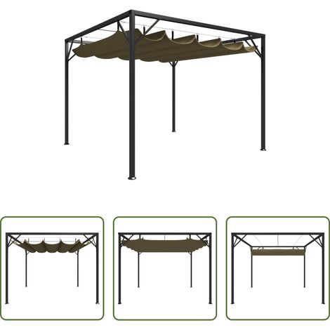 Ausziehbar - Gartenpavillon mit Ausziehbarem Dach 3x3 m Taupe 180 g/m² (1/5)