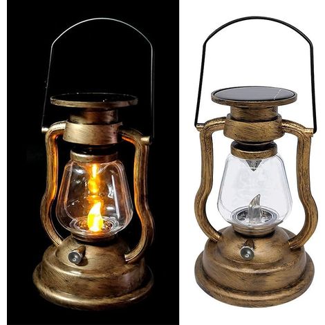 Bougie Solaire sans Flamme,Lanterne de Camping à LED,Lampe à Huile rétro pour Camping,Cour,Décoration D'éclairage Extérieur Chandelier Bougies d'halloween Décoration de Noël et Saint Valentin (1/3)