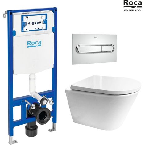 BASTIDOR ROCA DUPLO PACK CISTERNA EMPOTRADA Y PULSADOR PL1 CROMO BRILLO CON WC SUS VORTEX Orion Tapa Envolvente Bl Br KP (1/5)