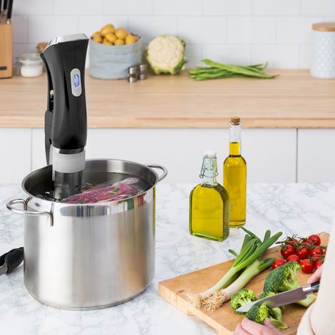 Klarstein Máquina de vacío Quickstick termostato: 50-95 °C en pasos de 0,5 °C bomba de circulación para 20 L acero inoxidable (1/4)