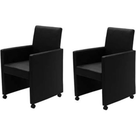 Lot de 2 Chaises de salle à manger - Chaises de cuisine noir similicuir (1/5)