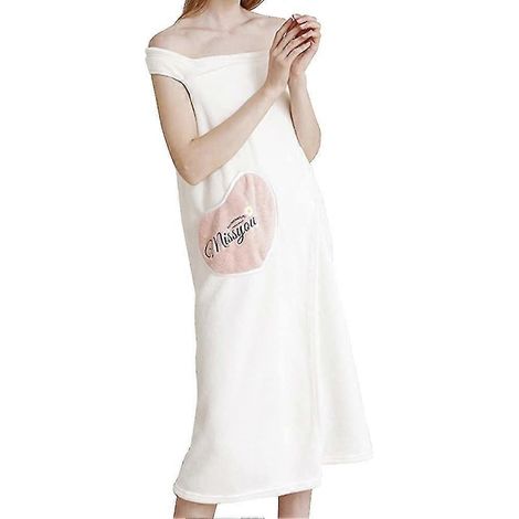 Peignoir de bain femme à séchage rapide en microfibre douce, jupe de bain absorbante, blanc, taille M (1/5)